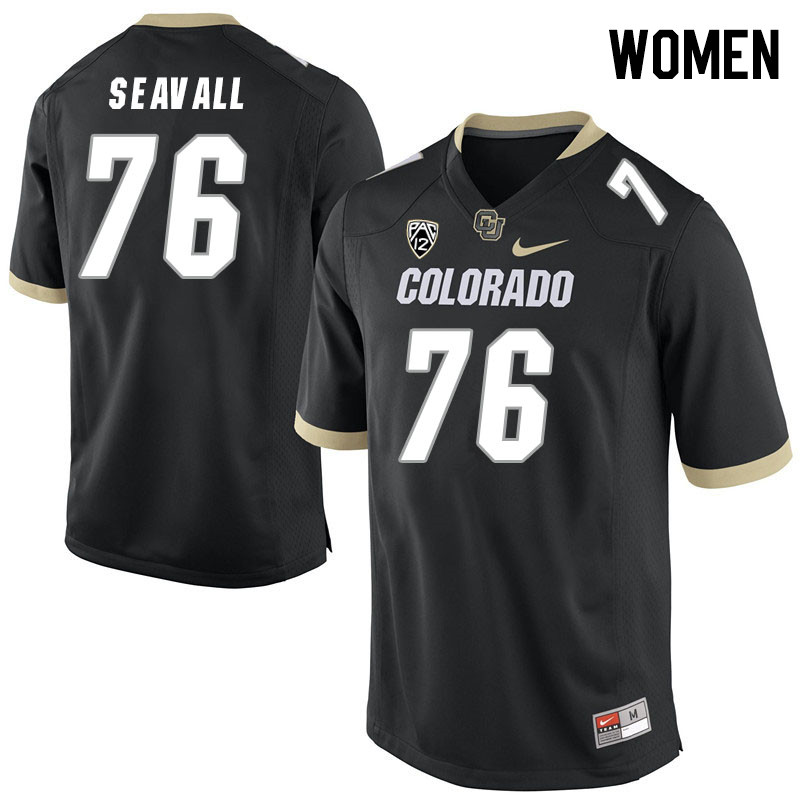 Women #76 Jack Seavall Colorado Buffaloes College Football Jerseys Stitched Sale-Black